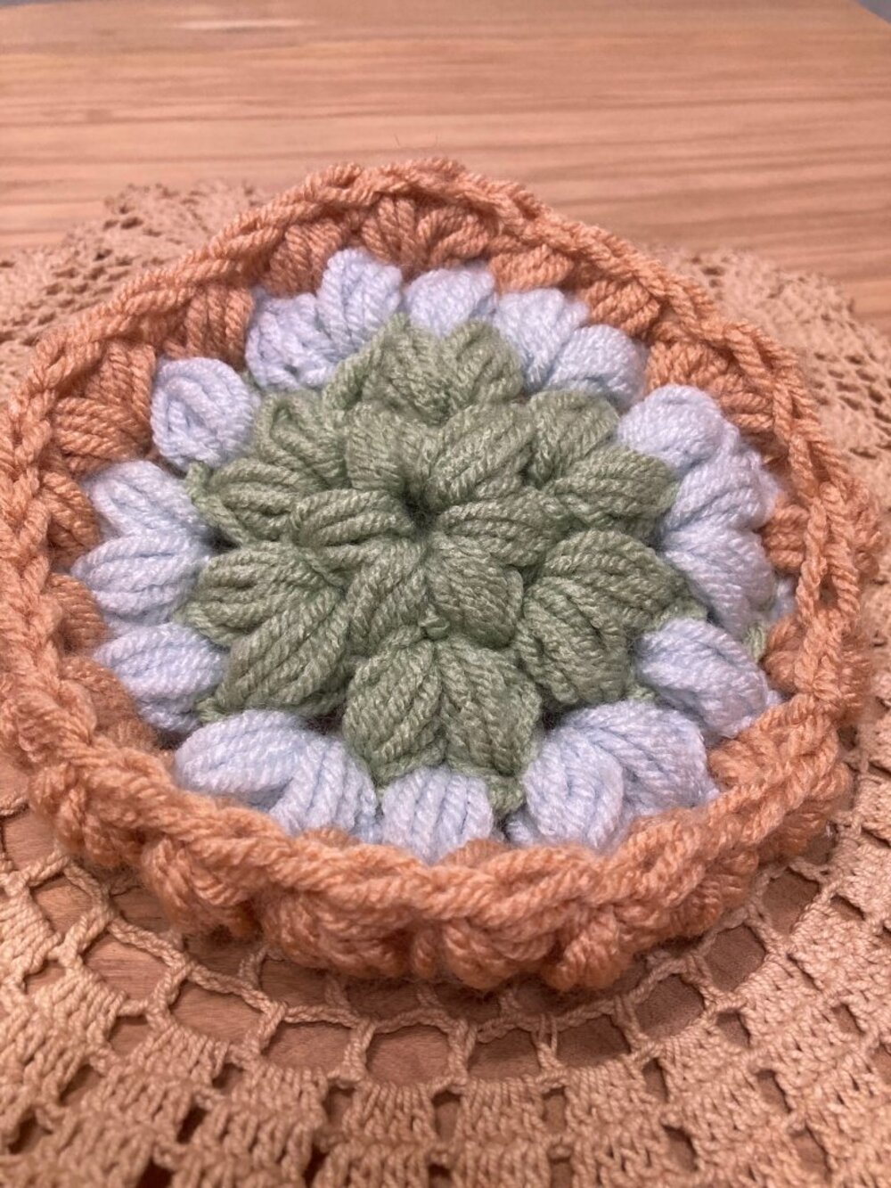 Handmade Crochet Reusable Facial Scrubs Set of 2 Soft Puff Stitch with Handles - Picture 6 of 7